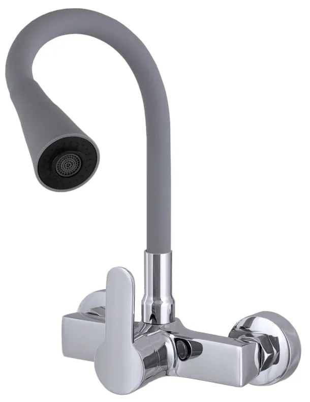Gamma Flex 3000, falra szerelhető mosogató csaptelep rugalmas karral, szürke-króm, GMA-BFXS-3000G