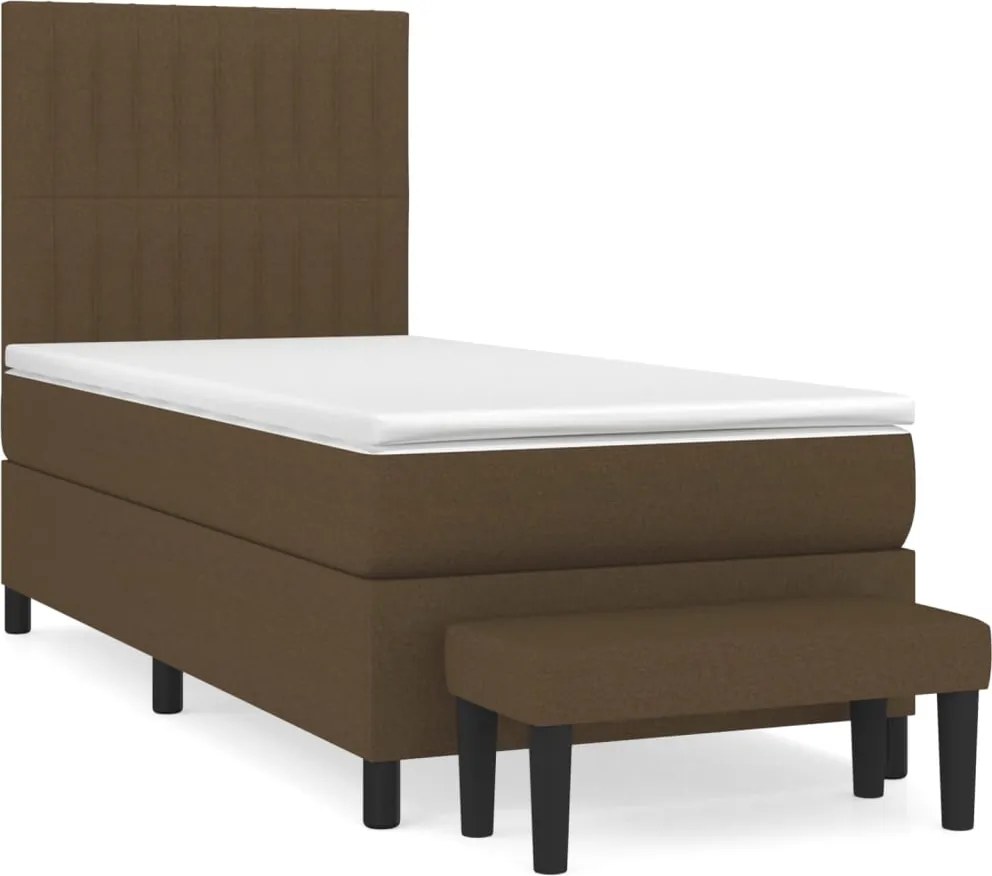 vidaXL sötétbarna szövet rugós ágy matraccal 100 x 200 cm