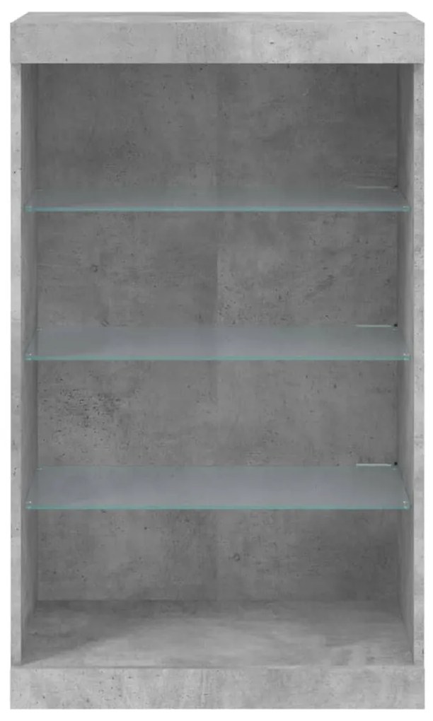betonszürke tálalószekrény LED-világítással 60,5 x 37 x 100 cm