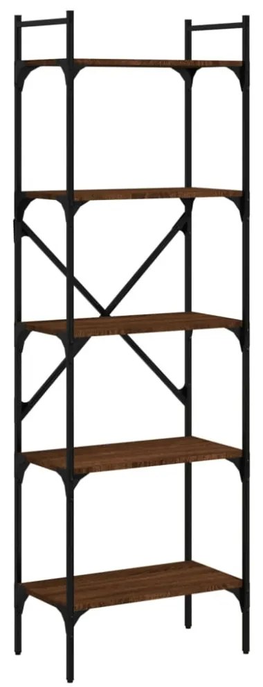 5 szintes barna tölgyszínű fa könyvespolc 56 x 31,5 x 174 cm