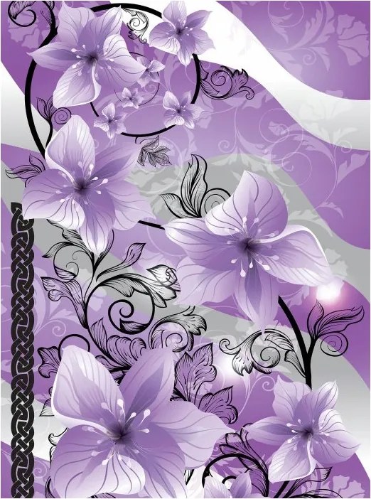 Fotótapéta Virágok Lila Vinyl absztrakt 184x254 +ragasztó