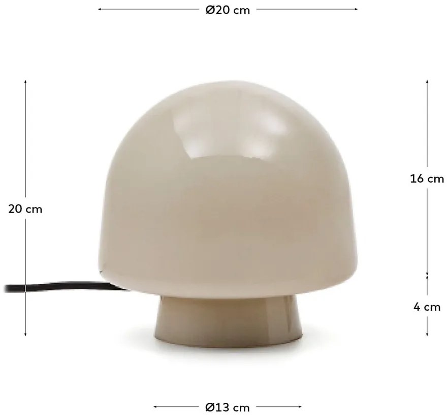 Szürkésbézs asztali lámpa üveg búrával (magasság 20 cm) Reig – Kave Home