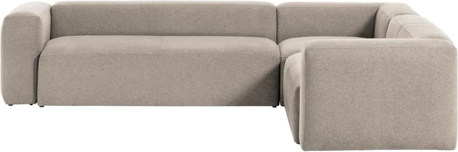 Bézs zsenília sarokkanapé Blok – Kave Home