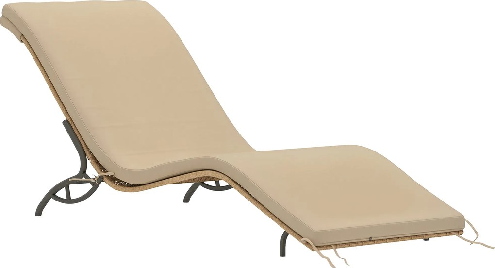 Outsunny Rattan Napágy Vízlepergető Kerti Napágy Párnával, Időjárásálló Napágy 120 kg Teherbírással UV Ellenálló Fekvőszék Kerti Bútorokhoz Teraszra 1
