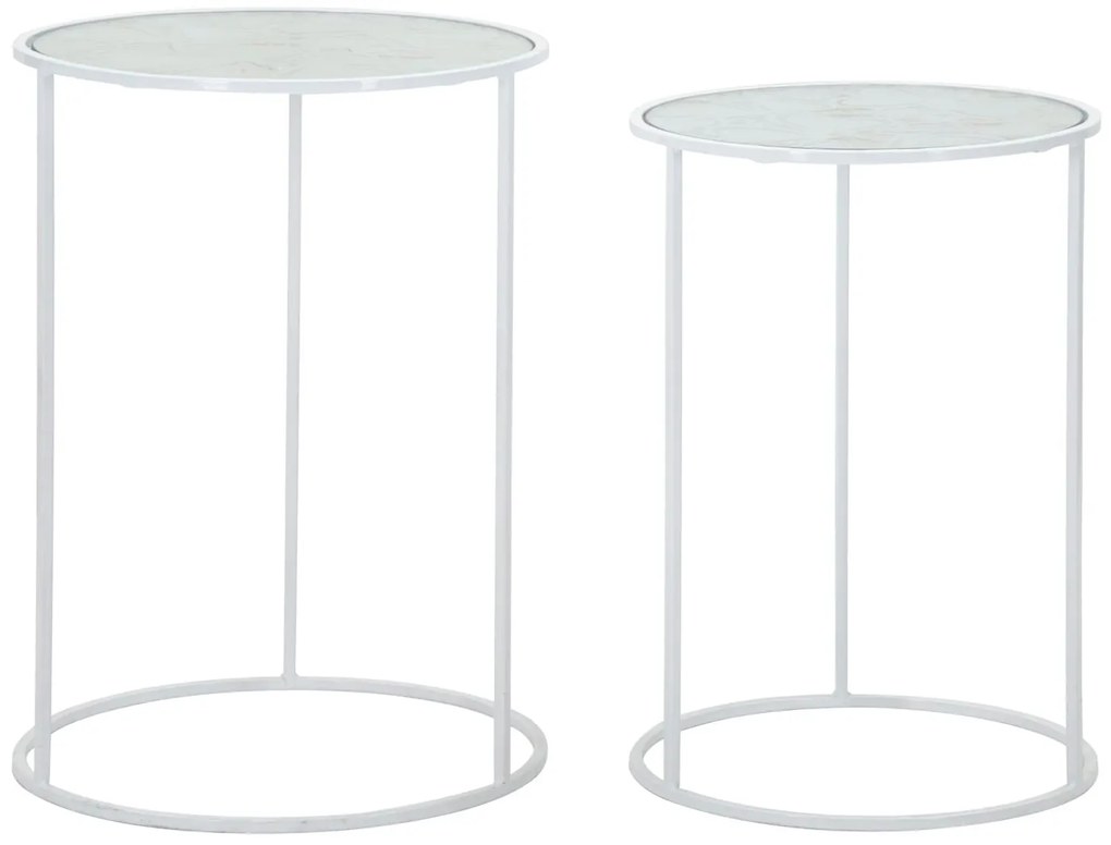 fém és üveg kisasztal készlet – 2 db love szíves – Fehér