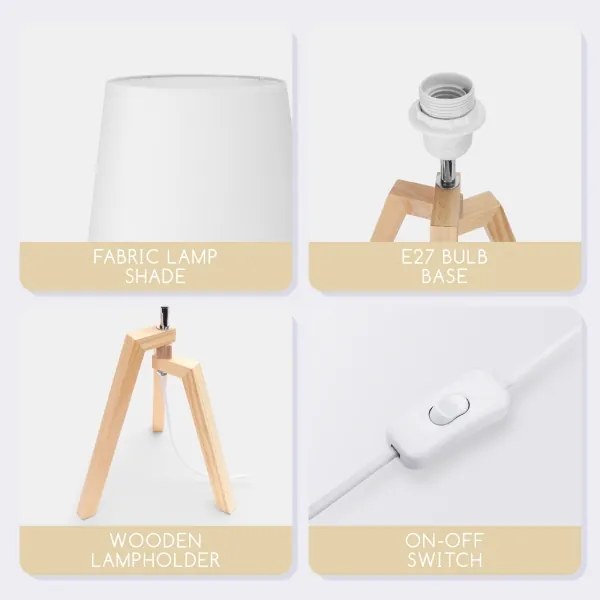 Aigostar - Fából készült asztali lámpa 1xE27/60W/230V fenyő