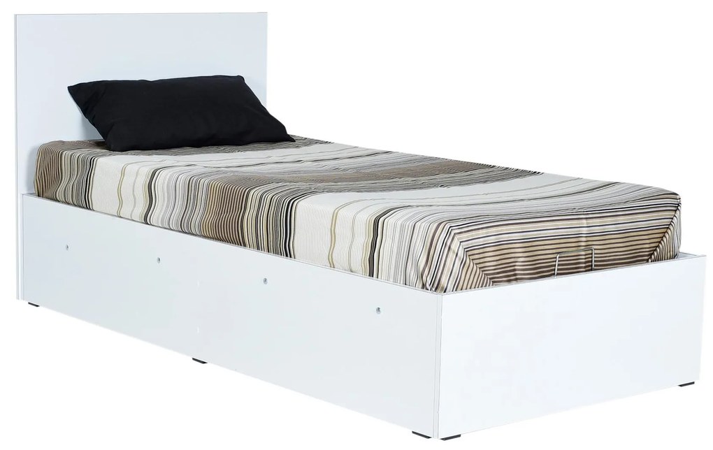 Egyszemélyes ágy 90 cm Kalabora (ágyráccsal) (tárolóhellyel) (fehér). 1108497