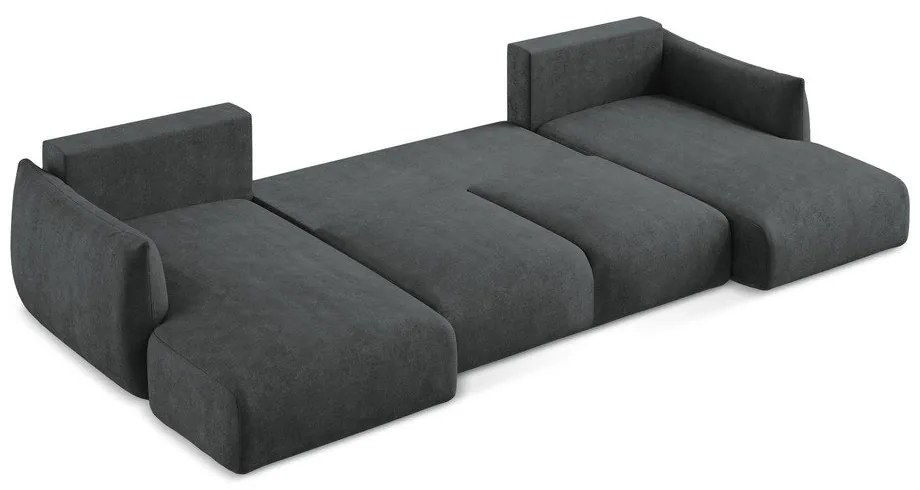 Sötétszürke zsenília kinyitható sarokkanapé (U alakú) Leila – Makamii