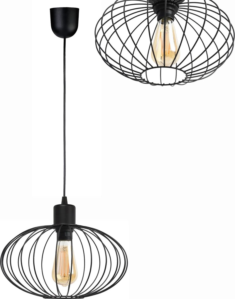 Függő lámpa túlnyúló csillár mennyezet loft drót ellipszis 35cm E27