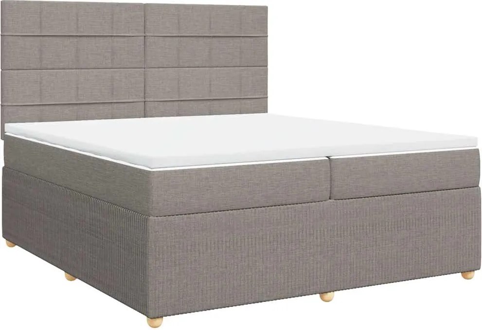 vidaXL tópszínű szövet rugós ágy matraccal 200 x 200 cm