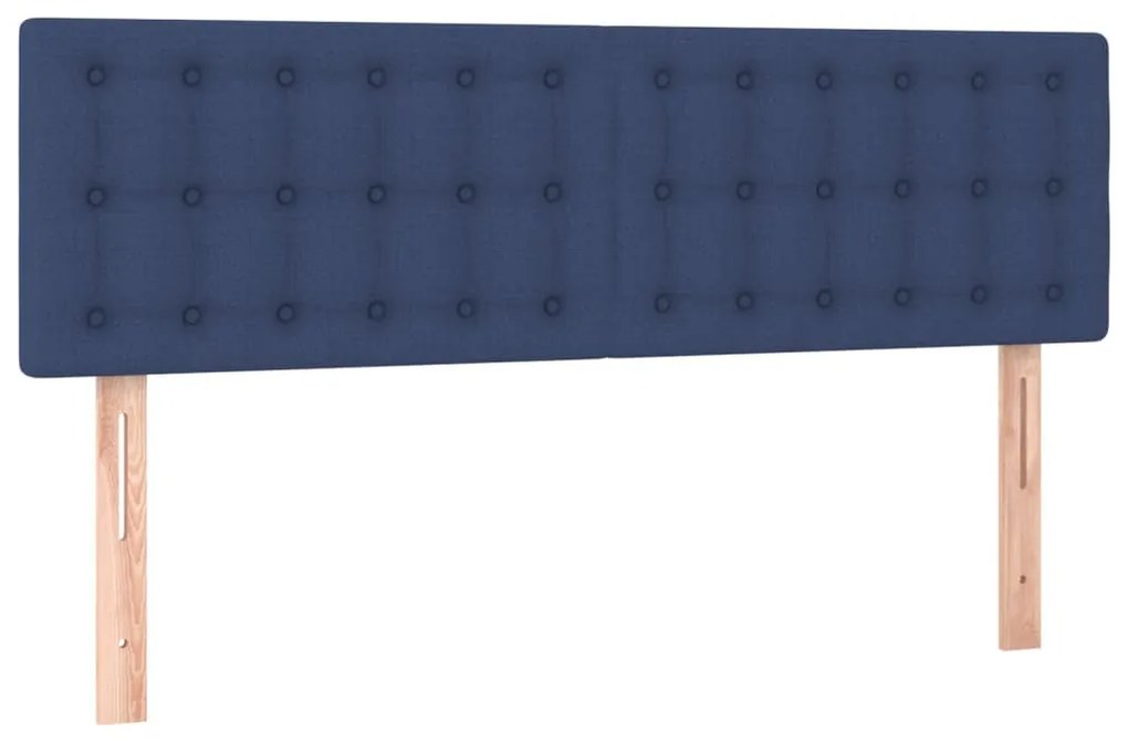 kék szövet rugós és LED-es ágy matraccal 140x190 cm
