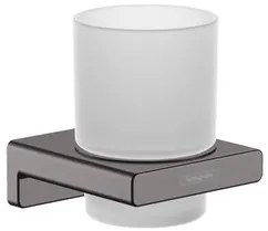 Hansgrohe AddStoris pohár és fogkefe tartó pohárral együtt csiszolt fekete króm színű 41749340