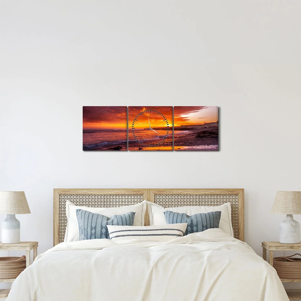 Naplemente a tengernél képe (órával) (90x30 cm)