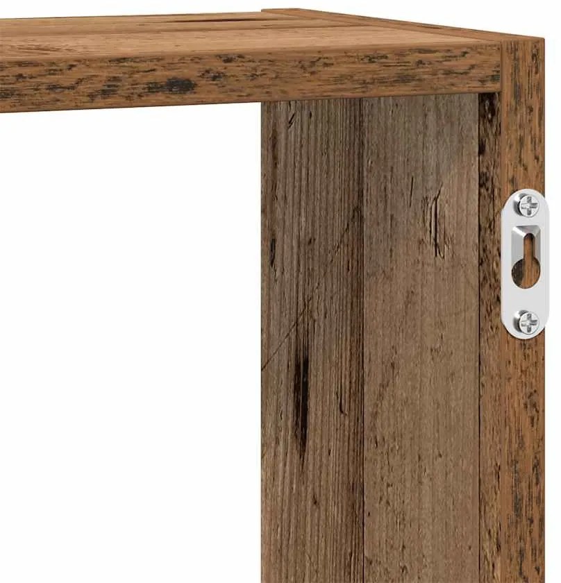 antik fa színű szerelt fa fali kockapolc 5 rekeszes színű