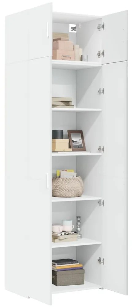 fehér szerelt fa tárolószekrény 70 x 42,5 x 225 cm