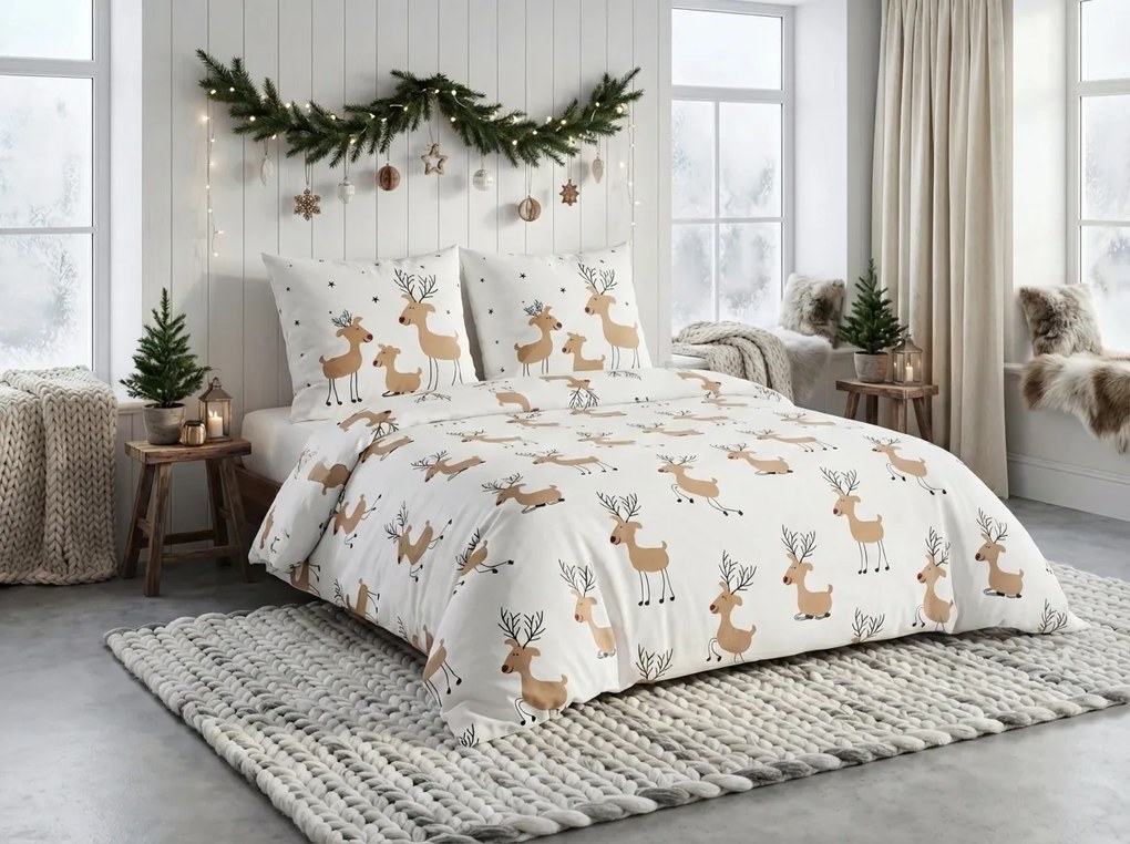 Renforcé pamut ágynemű TIMBA DEER fehér Ágyneműhuzat mérete: 80 x 80 cm | 135 x 200 cm