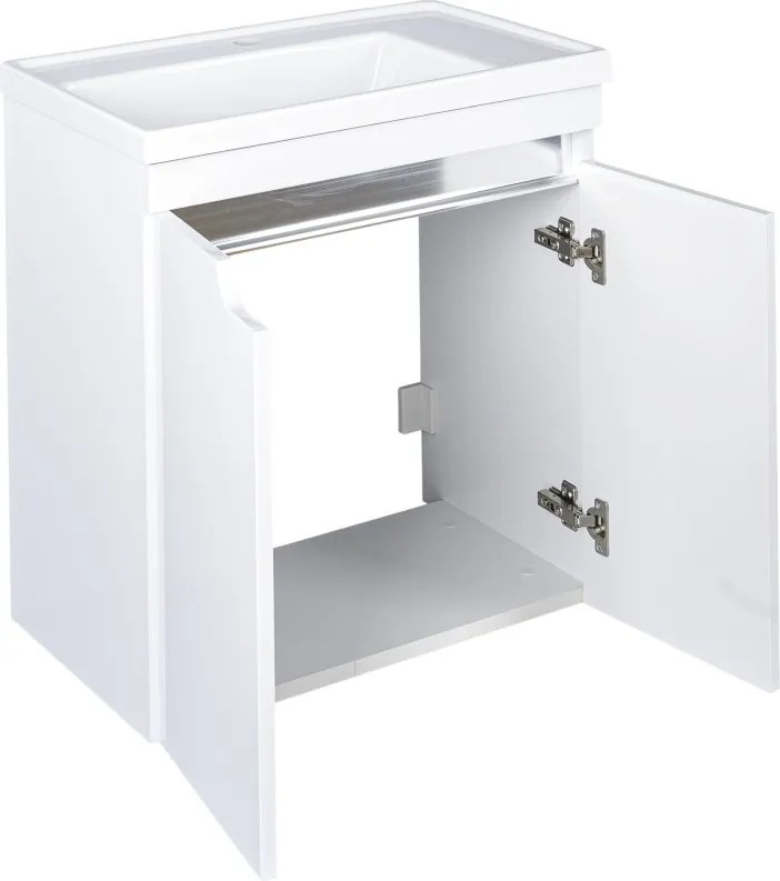 Piramida EURIDIKA 60 LH fali fürdőszobabútor - műmárvány mosdóval - 2 ajtós - 60 x 60 x 38 cm