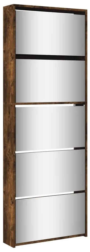 füstös tölgy 5 szintes cipőszekrény tükörrel 63 x 17 x 169,5 cm