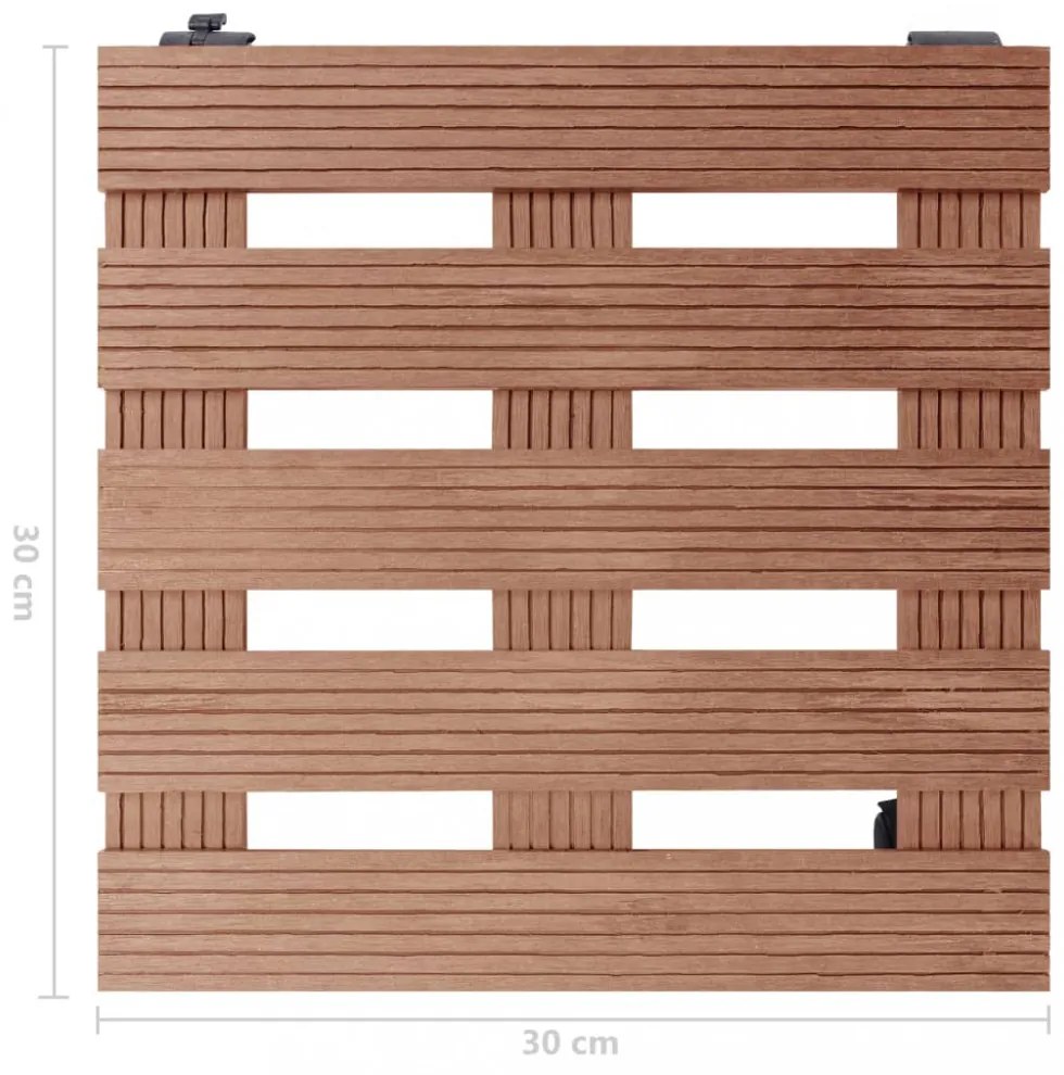 2 db barna WPC görgős virágtartó 30 x 30 x 7,5 cm