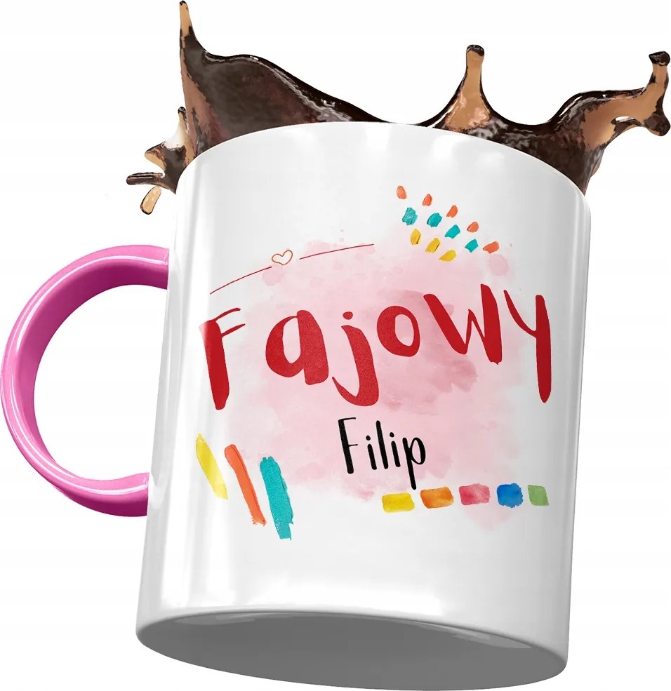 Rózsaszín bögre Fülöp Kollégának Ajándék Nyomtatott Fotóval