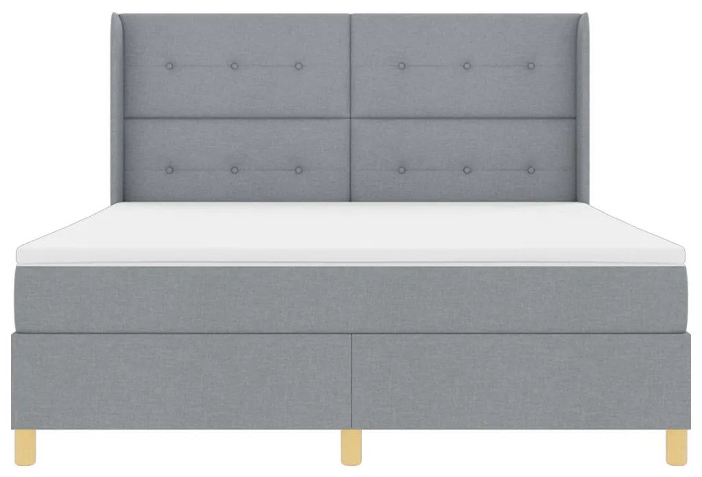 Boxspring Ágy Matrac Milyen Világosszürke 180x200 cm Szövet