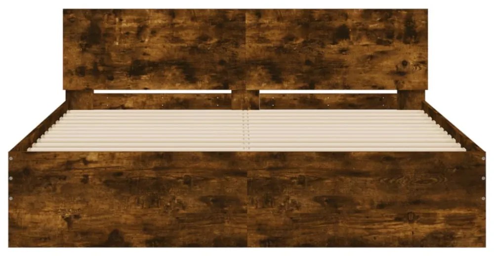 füstös tölgy színű ágykeret fejtámlával 140 x 200 cm