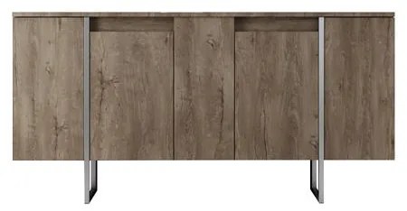 Konzolasztal Luxe - Walnut, Silver
