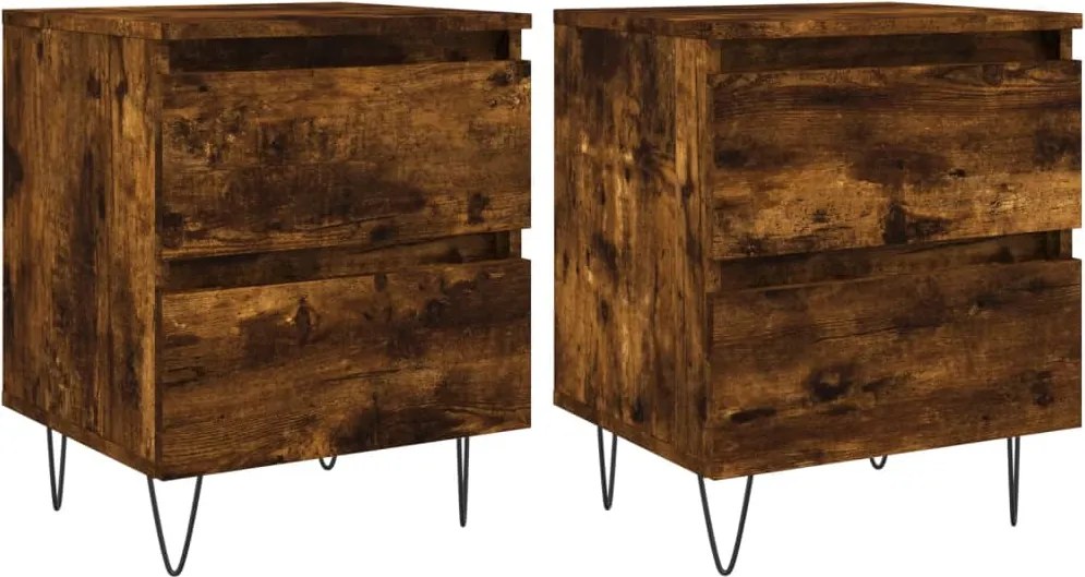 vidaXL 2 db füstös tölgy színű éjjeliszekrény 40 x 35 x 50 cm