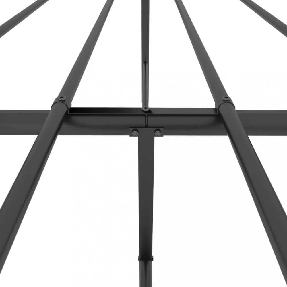 fekete fém ágykeret fej- és lábtámlával 200 x 200 cm