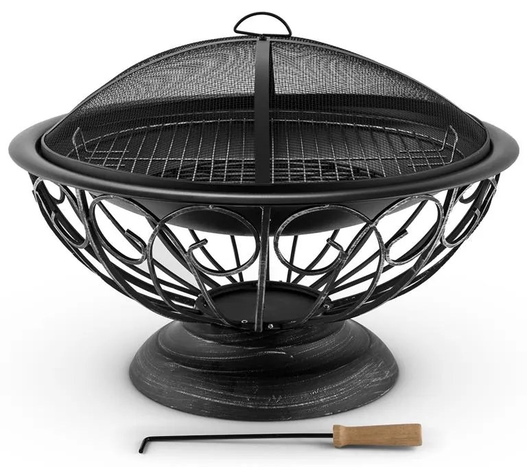 Tulip, tűzrakóhely, Ø 75 cm, grill, védelem a szikrák ellen, acél, polírozott