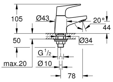 GROHE 20577000 - START FLOW álló szelep DN 15, fényes króm