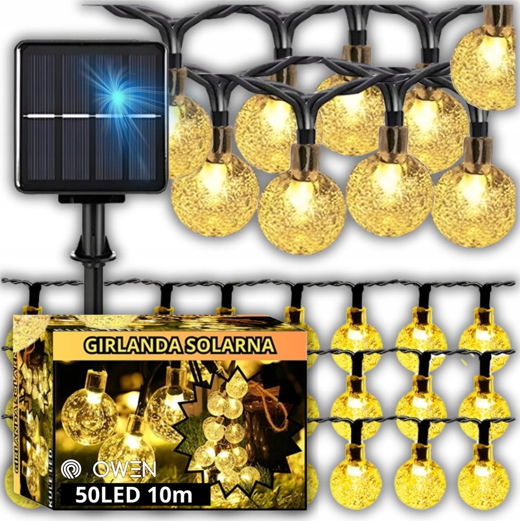 Napelemes Kerti Fényfüzér 50 Led 10 Méter Napelemes Izzók Erkélyre