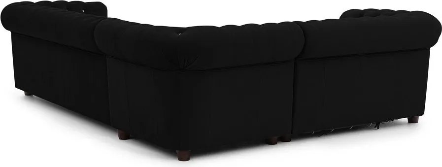 Fekete bársony kinyitható sarokkanapé (bal oldali-L alakú) York Blik – Ropez