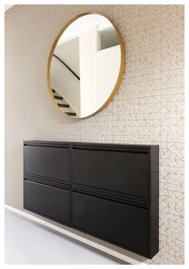 Fekete fém billenő ajtós cipőtartó 75x37,5x12,5 cm Billy – Spinder Design