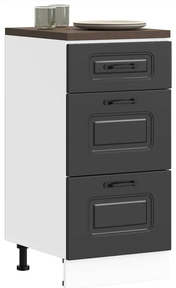 fekete, műfa konyhaszekrény „Kalmar”