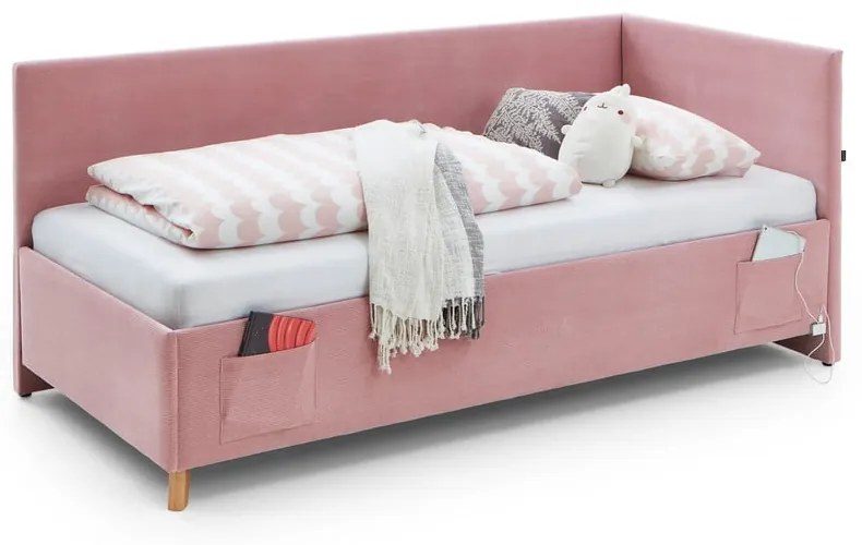 Rózsaszín ágyneműtartós sarok gyerekágy 120x200 cm Cool – Meise Möbel