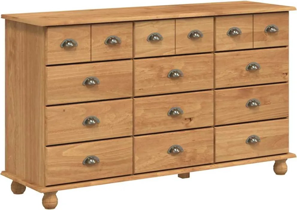 vidaXL Fiókos Szekrény ASKIM Barna 79 x 40 x 133,5 cm Tömör fenyőfa