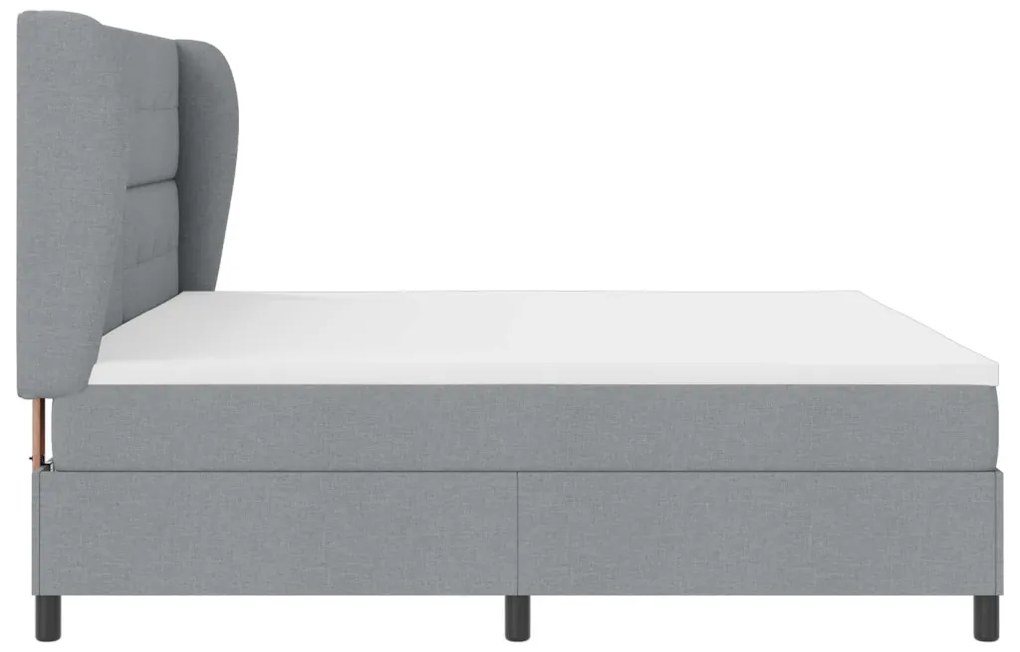 Boxspringágy Mattal - Világosszürke, 200x200 cm, Szövet