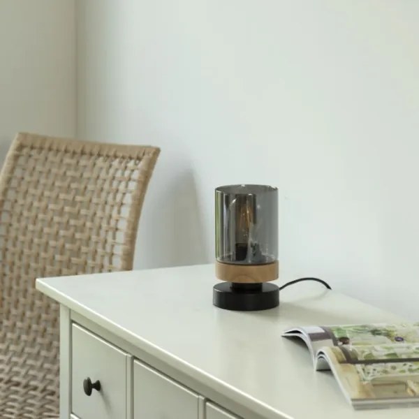 JUST LIGHT. 11310-18 - Asztali lámpa PASQUAL 1xE27/40W/230V fekete/gumifa