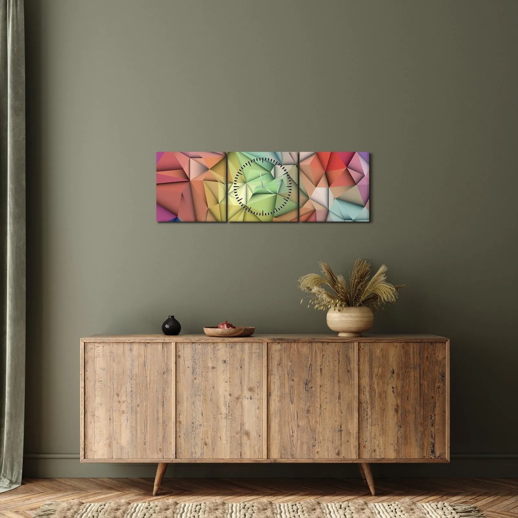 Kép - Sokszögű absztrakció (órával) (90x30 cm)