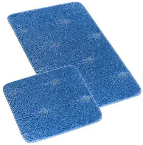 Bellatex Bany fürdőszoba szőnyegek szett kivágásnélkül búzavirág sötétkék, 60 x 100 cm, 60 x 50 cm