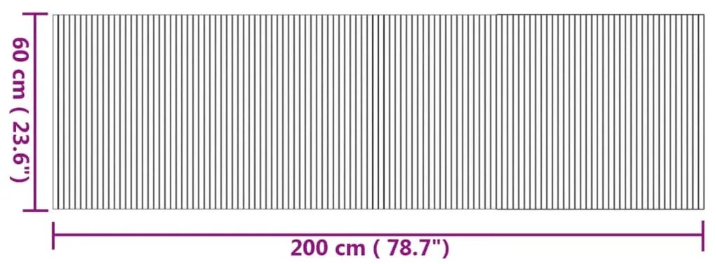 négyszögletű természetes bambusz szőnyeg 60 x 200 cm
