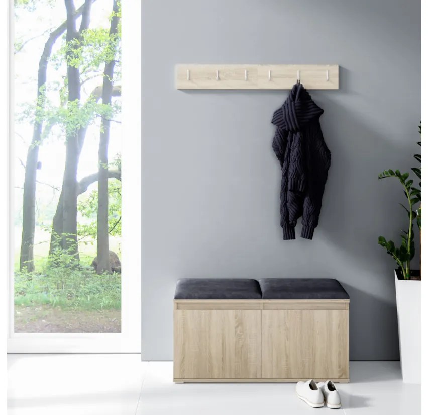 EUGENIO 5 előszoba összeállítás, 100x49,5x40, tölgy artisan/černá/trinity 15