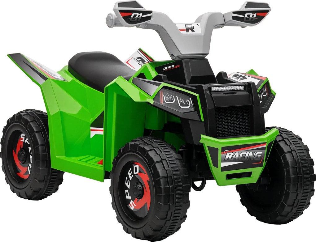 HOMCOM Elektromos Quad Gyermekeknek 18-36 Hónapos Korig Elektromos Akkus Jármű 6V Előre és Hátra Sebességgel 2.5 km/h 70x41.5x48.5 cm Zöld | Aosom