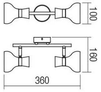 Redo 04-476 - Spotlámpa BOWIE 2xE14/28W/230V