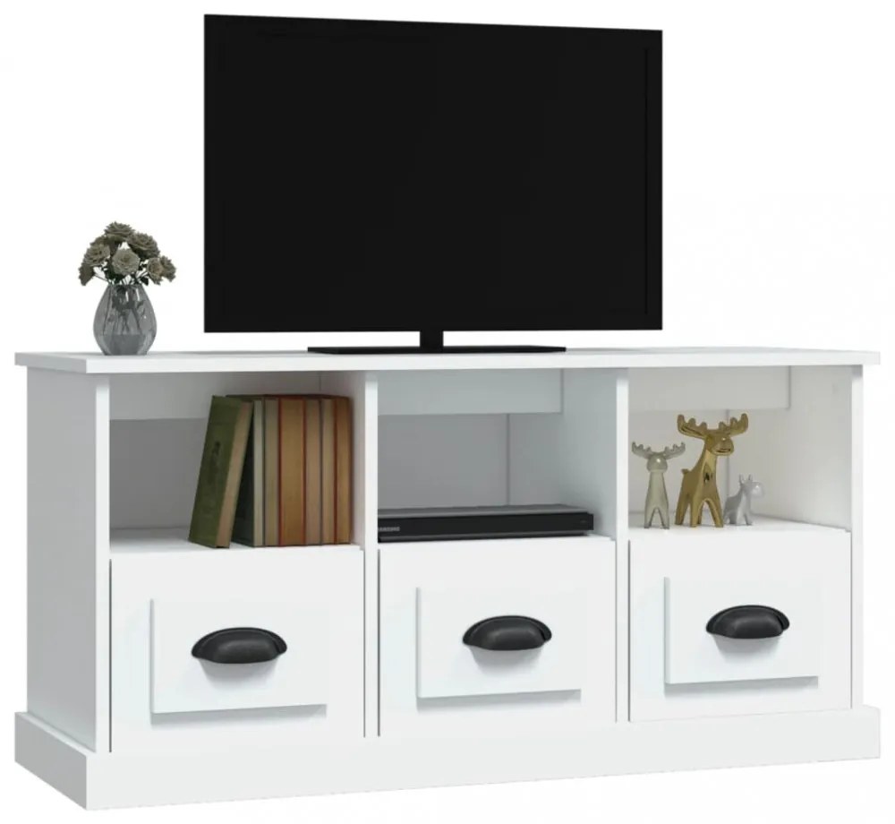 fehér szerelt fa TV-szekrény 100x35x50 cm