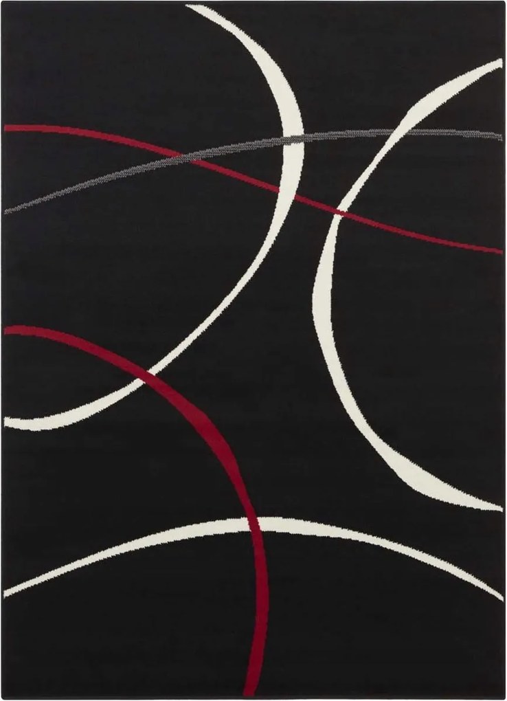 Modern fekete nappali szőnyeg puha rövid szőrrel 180x260cm