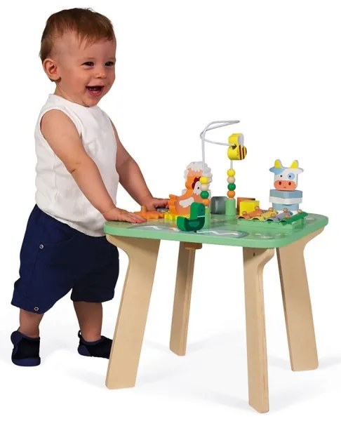 Janod - Interaktív gyerekasztal rét mintával