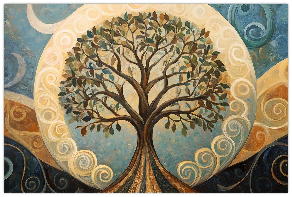 Kép – Életfa és spirálok (90x60 cm)