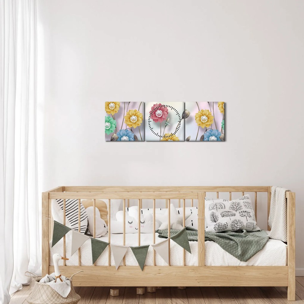 Kép - Színes rét (órával) (90x30 cm)